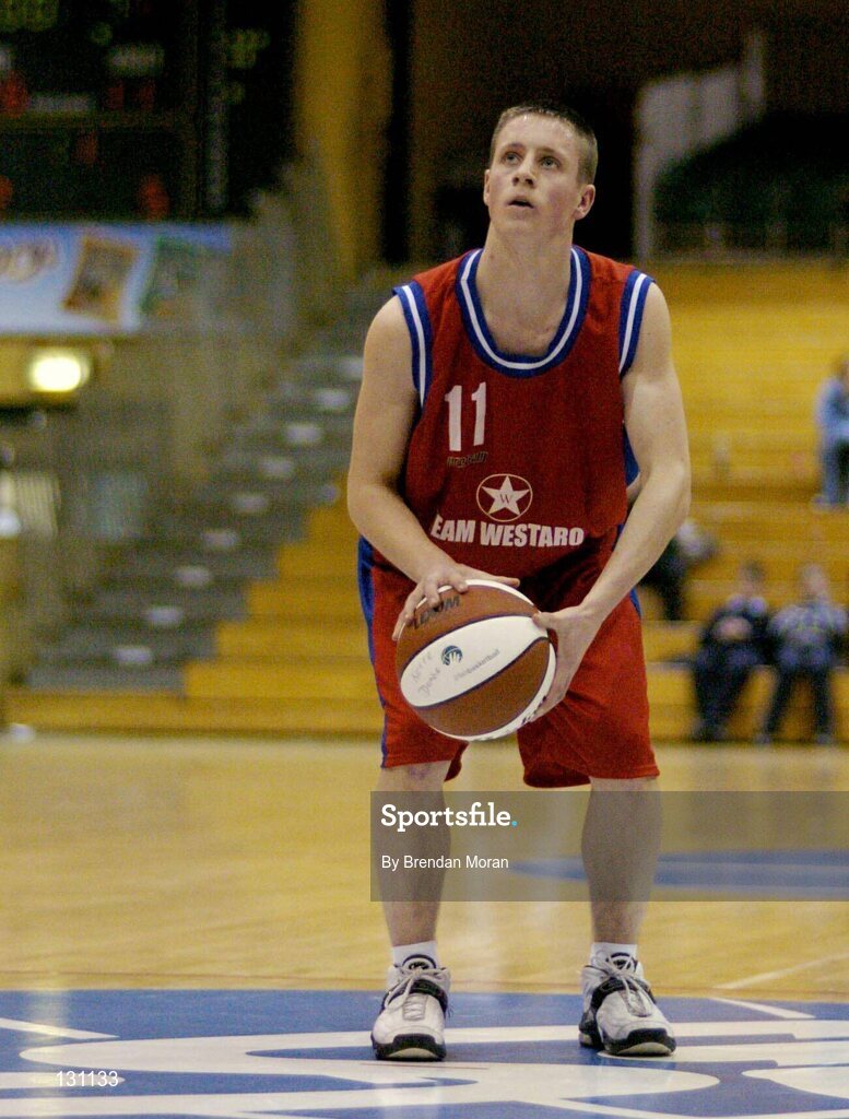 30 January 2004; Daire Conway, Westaro Castlebar. National Basketball Cup 2004, Junior Men's Semi-Final, Mardyke UCC Demons v Westaro Castlebar, The ESB Arena, Tallaght, Dublin. Picture credit; Brendan Moran / SPORTSFILE *EDI*