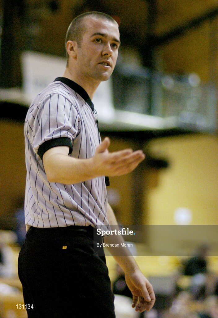 30 January 2004; Eric Flynn, Referee. National Basketball Cup 2004, Junior Men's Semi-Final, Mardyke UCC Demons v Westaro Castlebar, The ESB Arena, Tallaght, Dublin. Picture credit; Brendan Moran / SPORTSFILE *EDI*
