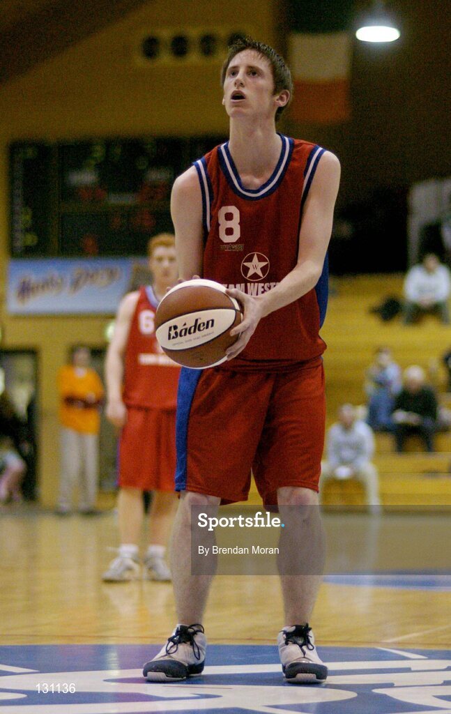 30 January 2004; Mark Newcombe, Westaro Castlebar. National Basketball Cup 2004, Junior Men's Semi-Final, Mardyke UCC Demons v Westaro Castlebar, The ESB Arena, Tallaght, Dublin. Picture credit; Brendan Moran / SPORTSFILE *EDI*