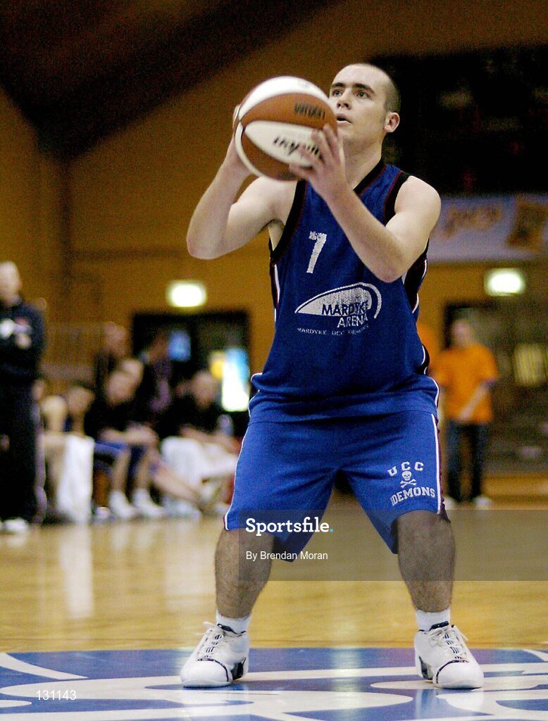 30 January 2004; Brian Cummins, Mardyke UCC Demons. National Basketball Cup 2004, Junior Men's Semi-Final, Mardyke UCC Demons v Westaro Castlebar, The ESB Arena, Tallaght, Dublin. Picture credit; Brendan Moran / SPORTSFILE *EDI*