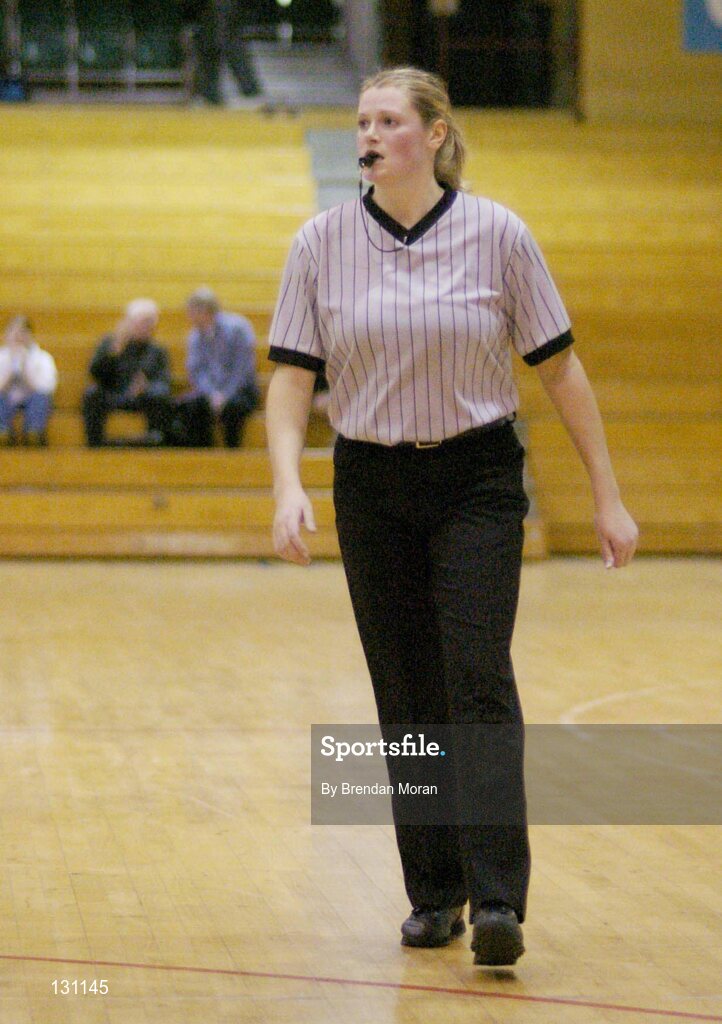 30 January 2004; Cathy Molloy, Referee. National Basketball Cup 2004, Junior Men's Semi-Final, Mardyke UCC Demons v Westaro Castlebar, The ESB Arena, Tallaght, Dublin. Picture credit; Brendan Moran / SPORTSFILE *EDI*