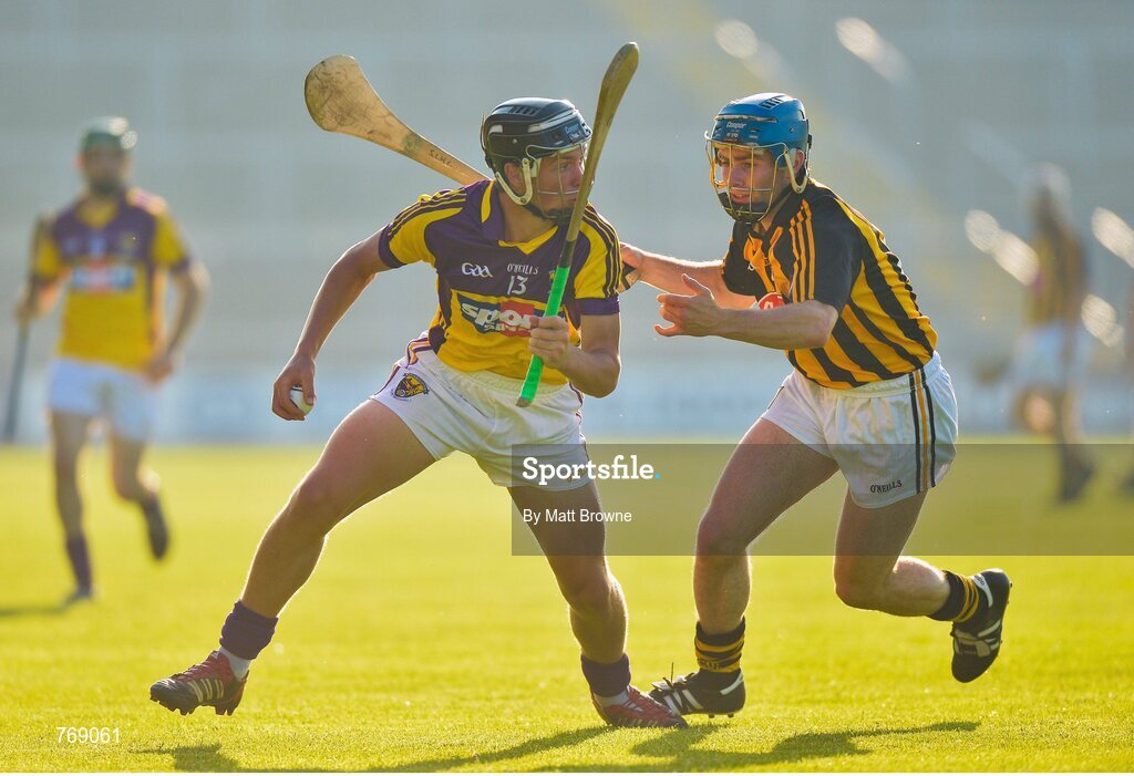 10 July 2013; Conor McDonald, Wexford, in action against Brian Kennedy, Kilkenny. Bord Gáis Energy Leinster GAA Hurling Under 21 Championship Final, Kilkenny v Wexford, Wexford Park, Wexford. Picture credit: Matt Browne / SPORTSFILE