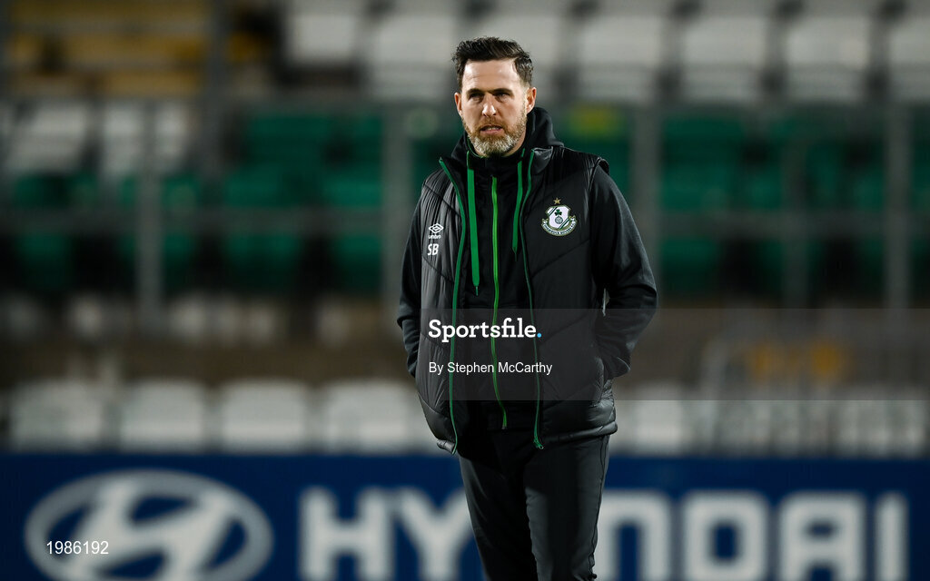 12 March 2021; Shamrock Rovers manager Stephen Bradley before the FAI President's Cup Final match between Shamrock Rovers and Dundalk at Tallaght Stadium in Dublin. Photo by Stephen McCarthy/Sportsfile