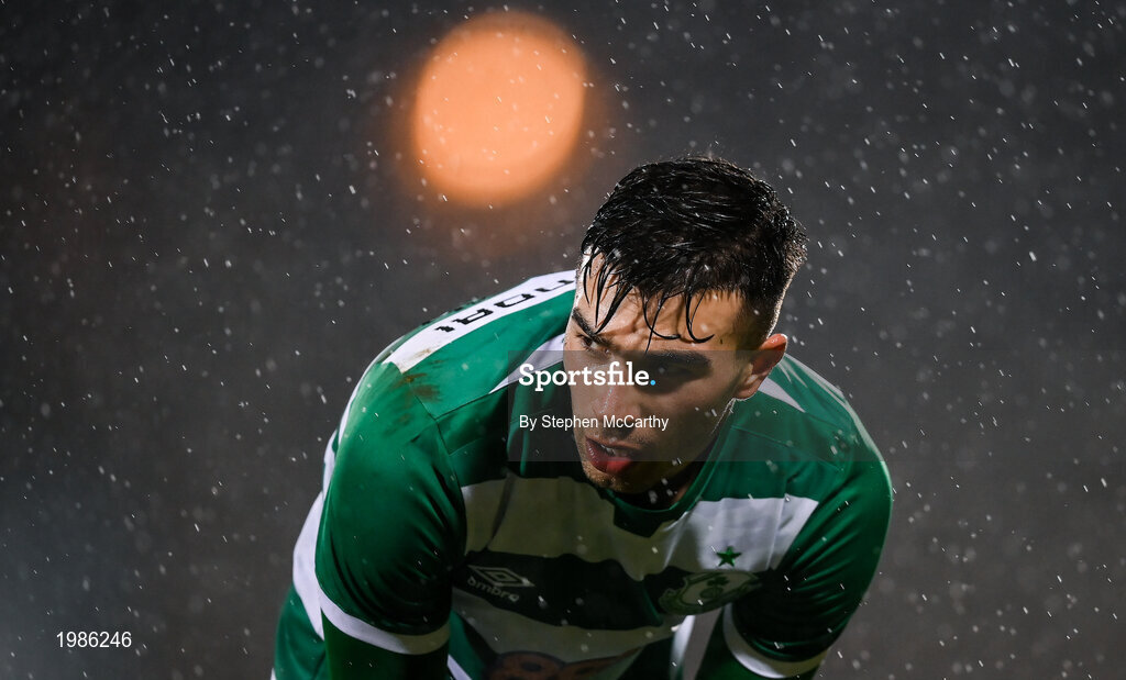 12 March 2021; Danny Mandroiu of Shamrock Rovers during the FAI President's Cup Final match between Shamrock Rovers and Dundalk at Tallaght Stadium in Dublin. Photo by Stephen McCarthy/Sportsfile