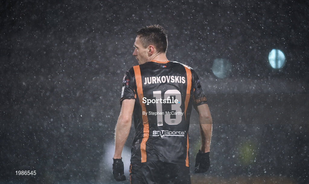 12 March 2021; Raivis Jurkovskis of Dundalk during the FAI President's Cup Final match between Shamrock Rovers and Dundalk at Tallaght Stadium in Dublin. Photo by Stephen McCarthy/Sportsfile