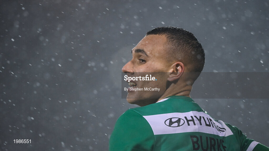 12 March 2021; Graham Burke of Shamrock Rovers during the FAI President's Cup Final match between Shamrock Rovers and Dundalk at Tallaght Stadium in Dublin. Photo by Stephen McCarthy/Sportsfile