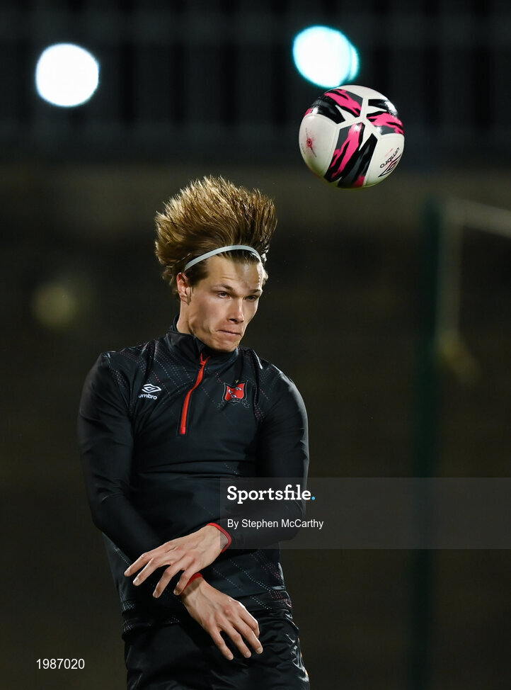 12 March 2021; Daniel Cleary of Dundalk before the FAI President's Cup Final match between Shamrock Rovers and Dundalk at Tallaght Stadium in Dublin. Photo by Stephen McCarthy/Sportsfile