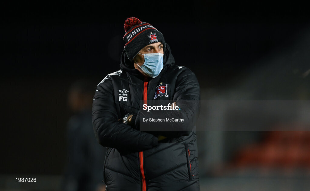 12 March 2021; Dundalk coach Filippo Giovagnoli before the FAI President's Cup Final match between Shamrock Rovers and Dundalk at Tallaght Stadium in Dublin. Photo by Stephen McCarthy/Sportsfile