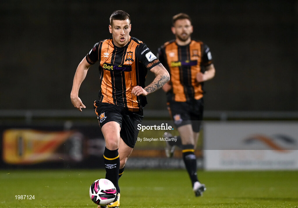 12 March 2021; Patrick McEleney of Dundalk during the FAI President's Cup Final match between Shamrock Rovers and Dundalk at Tallaght Stadium in Dublin. Photo by Stephen McCarthy/Sportsfile