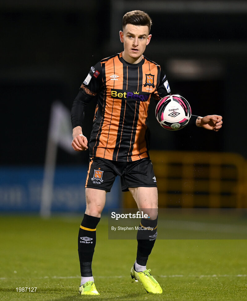 12 March 2021; Darragh Leahy of Dundalk during the FAI President's Cup Final match between Shamrock Rovers and Dundalk at Tallaght Stadium in Dublin. Photo by Stephen McCarthy/Sportsfile