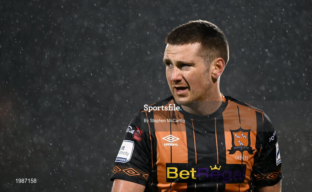12 March 2021; Patrick McEleney of Dundalk during the FAI President's Cup Final match between Shamrock Rovers and Dundalk at Tallaght Stadium in Dublin. Photo by Stephen McCarthy/Sportsfile