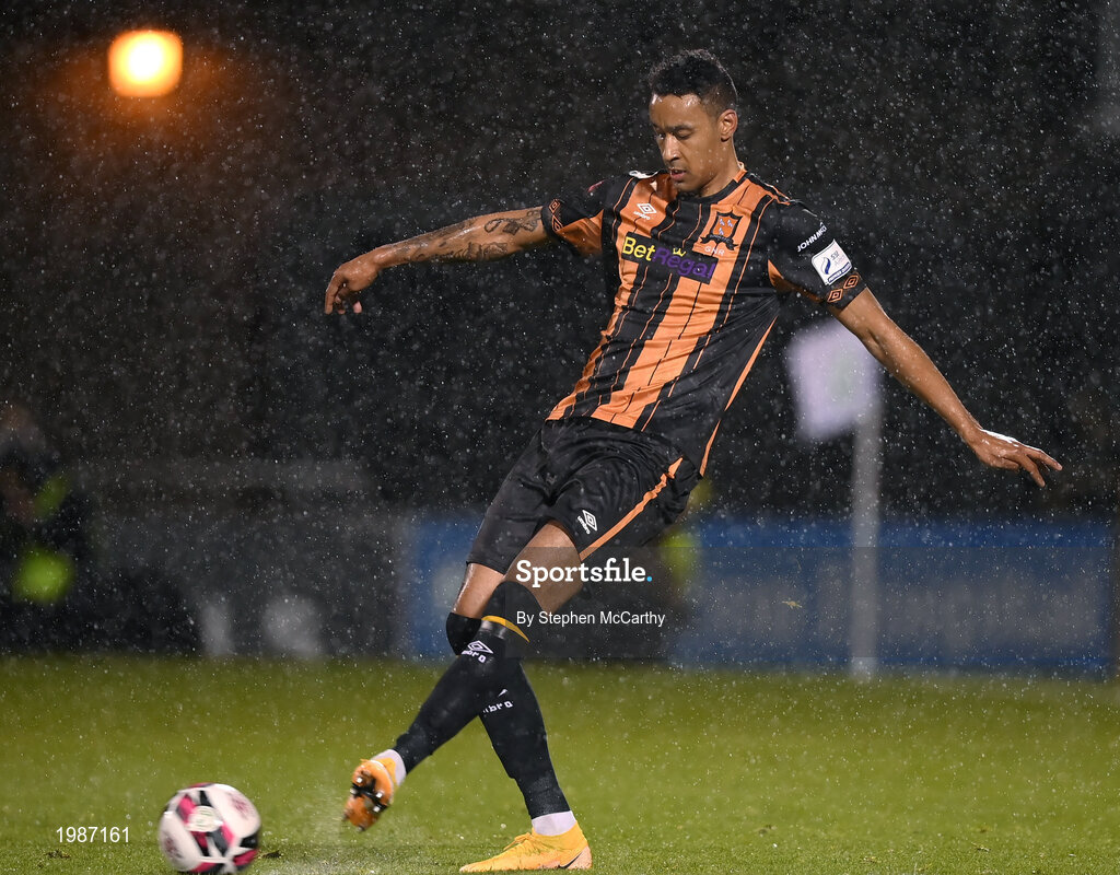 12 March 2021; Sonni Nattestad of Dundalk during the FAI President's Cup Final match between Shamrock Rovers and Dundalk at Tallaght Stadium in Dublin. Photo by Stephen McCarthy/Sportsfile