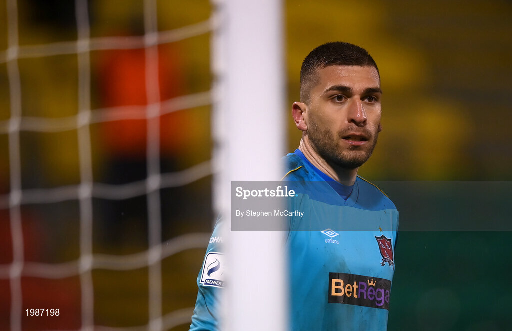 12 March 2021; Dundalk goalkeeper Alessio Abibi during the FAI President's Cup Final match between Shamrock Rovers and Dundalk at Tallaght Stadium in Dublin. Photo by Stephen McCarthy/Sportsfile