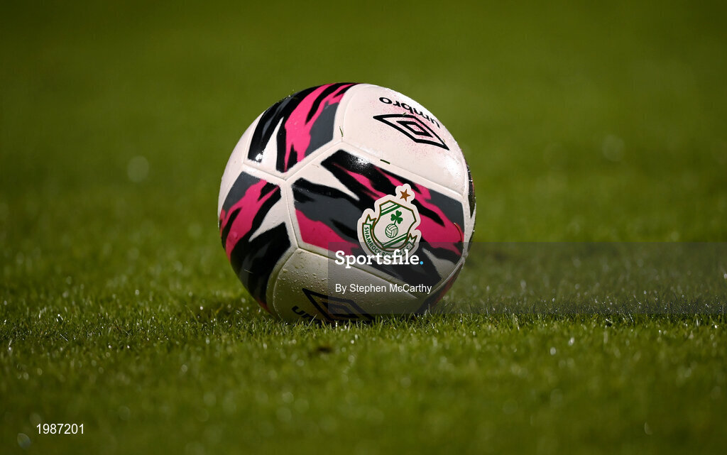 12 March 2021; A general view of a Shamrock Rovers matchball during the FAI President's Cup Final match between Shamrock Rovers and Dundalk at Tallaght Stadium in Dublin. Photo by Stephen McCarthy/Sportsfile