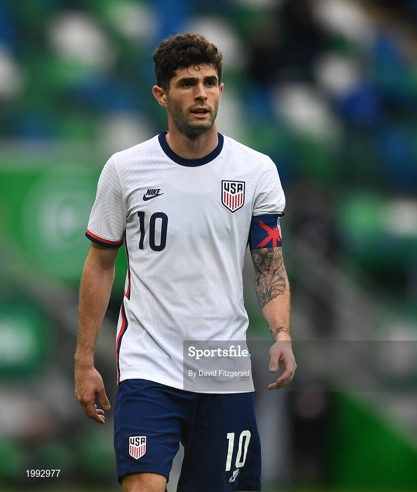 28 March 2021; Christian Pulišic of USA during the International friendly match between Northern Ireland and USA at the National Football Stadium at Windsor Park in Belfast. Photo by David Fitzgerald/Sportsfile
