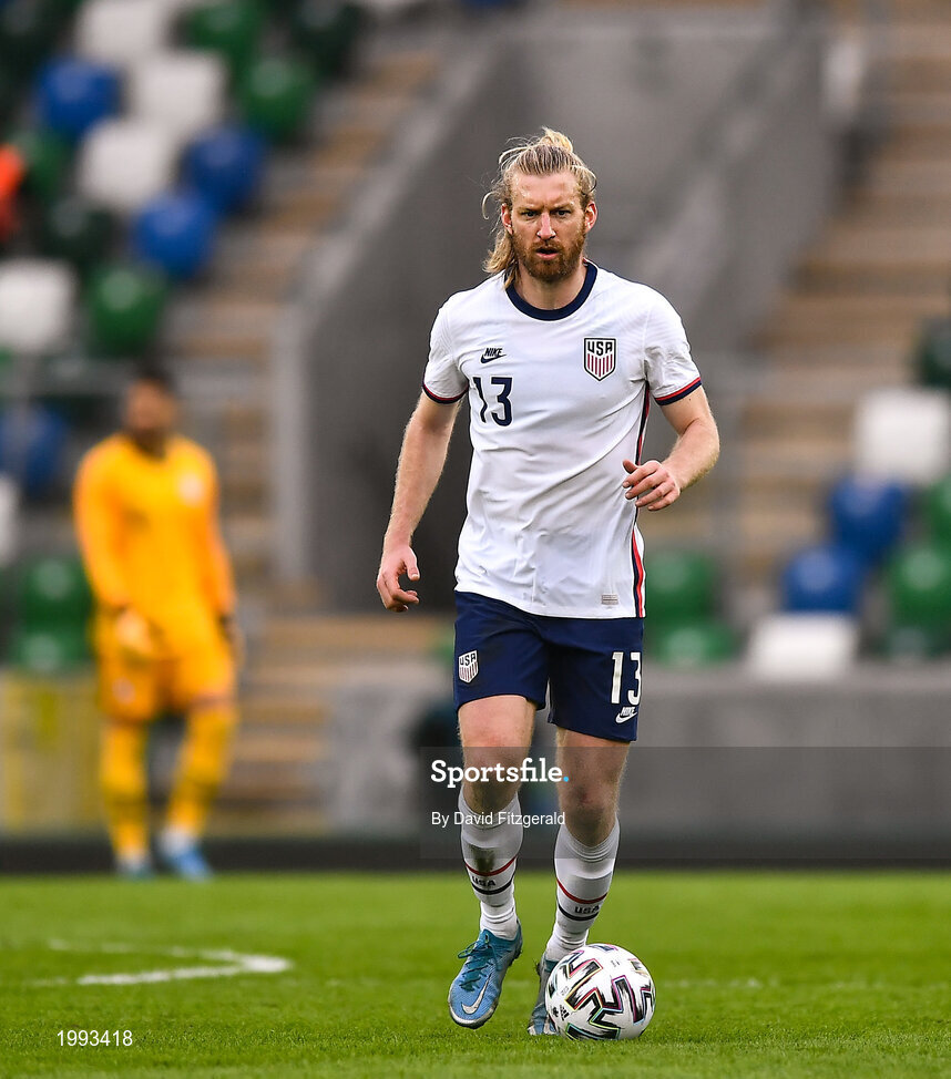 28 March 2021; Tim Ream of USA during the International friendly match between Northern Ireland and USA at National Football Stadium at Windsor Park in Belfast. Photo by David Fitzgerald/Sportsfile
