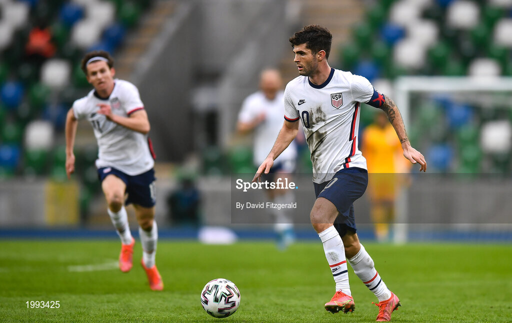 28 March 2021; Christian Pulišic of USA during the International friendly match between Northern Ireland and USA at National Football Stadium at Windsor Park in Belfast. Photo by David Fitzgerald/Sportsfile