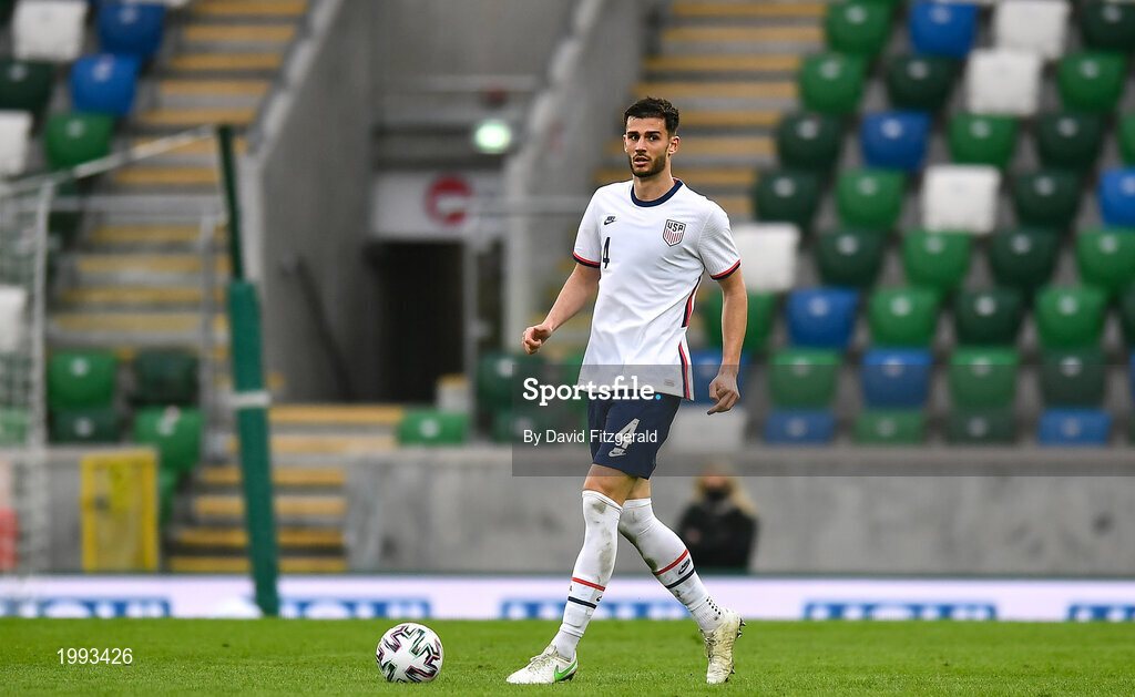 28 March 2021; Matthew Miazga of USA during the International friendly match between Northern Ireland and USA at National Football Stadium at Windsor Park in Belfast. Photo by David Fitzgerald/Sportsfile