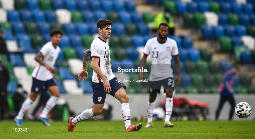 28 March 2021; Christian Pulišic of USA during the International friendly match between Northern Ireland and USA at National Football Stadium at Windsor Park in Belfast. Photo by David Fitzgerald/Sportsfile