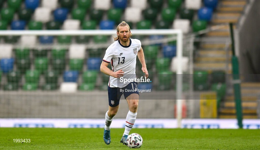 28 March 2021; Tim Ream of USA during the International friendly match between Northern Ireland and USA at National Football Stadium at Windsor Park in Belfast. Photo by David Fitzgerald/Sportsfile