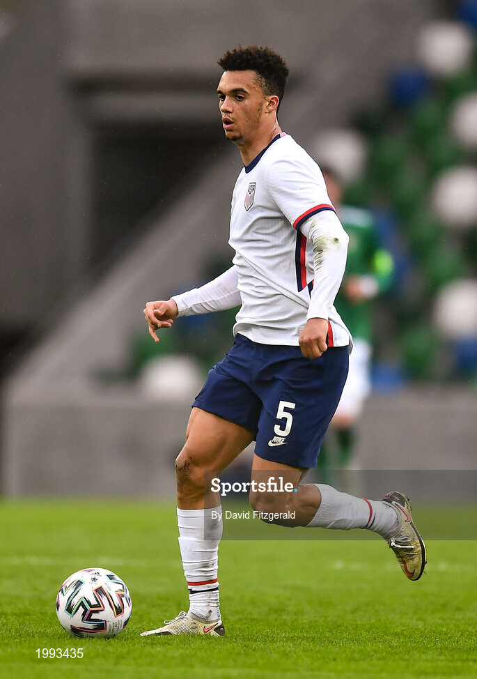 28 March 2021; Antonee Robinson of USA during the International friendly match between Northern Ireland and USA at National Football Stadium at Windsor Park in Belfast. Photo by David Fitzgerald/Sportsfile