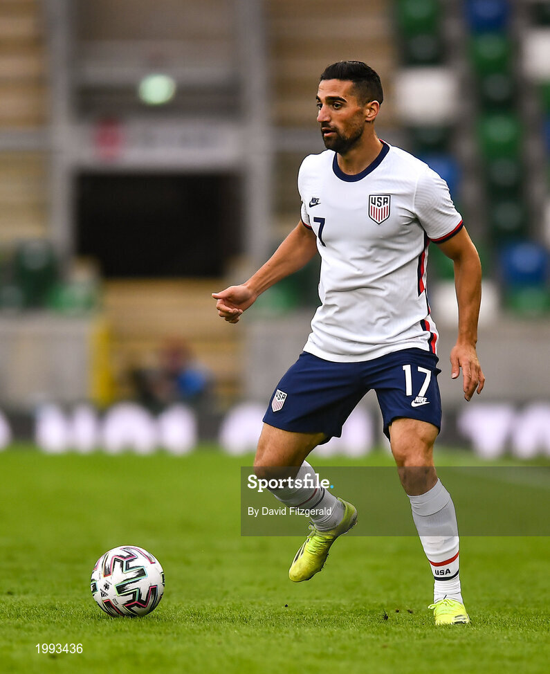 28 March 2021; Sebastian Lletget of USA during the International friendly match between Northern Ireland and USA at National Football Stadium at Windsor Park in Belfast. Photo by David Fitzgerald/Sportsfile