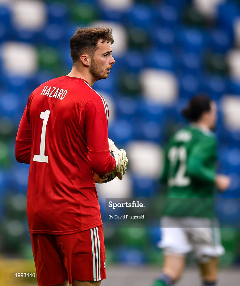 28 March 2021; Conor Hazard of Northern Ireland during the International friendly match between Northern Ireland and USA at National Football Stadium at Windsor Park in Belfast. Photo by David Fitzgerald/Sportsfile