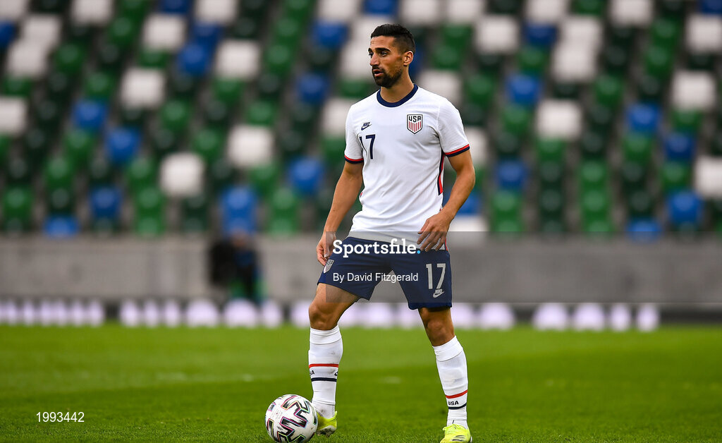 28 March 2021; Sebastian Lletget of USA during the International friendly match between Northern Ireland and USA at National Football Stadium at Windsor Park in Belfast. Photo by David Fitzgerald/Sportsfile