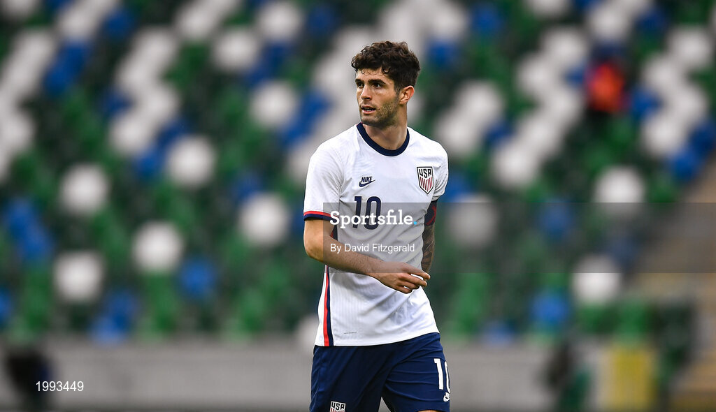 28 March 2021; Christian Pulišic of USA during the International friendly match between Northern Ireland and USA at National Football Stadium at Windsor Park in Belfast. Photo by David Fitzgerald/Sportsfile