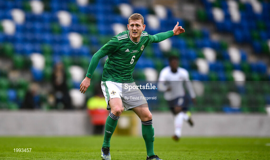 28 March 2021; George Saville of Northern Ireland during the International friendly match between Northern Ireland and USA at National Football Stadium at Windsor Park in Belfast. Photo by David Fitzgerald/Sportsfile