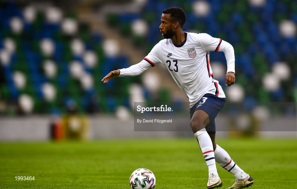 28 March 2021; Kellyn Acosta of USA during the International friendly match between Northern Ireland and USA at National Football Stadium at Windsor Park in Belfast. Photo by David Fitzgerald/Sportsfile