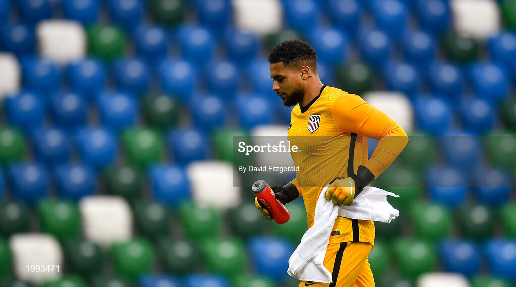 28 March 2021; Zack Steffan of USA during the International friendly match between Northern Ireland and USA at National Football Stadium at Windsor Park in Belfast. Photo by David Fitzgerald/Sportsfile