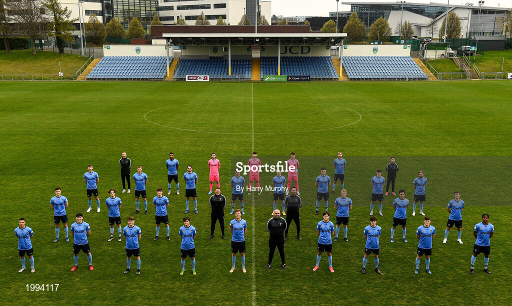 31 March 2021; The UCD squad and managment ahead of the 2021 SSE Airtricity League First Division season at UCD Belfield in Dublin. Photo by Harry Murphy/Sportsfile