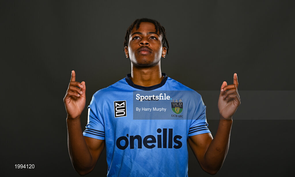 31 March 2021; Isaac Akinsete during a UCD AFC portrait session at UCD Belfield in Dublin. Photo by Harry Murphy/Sportsfile