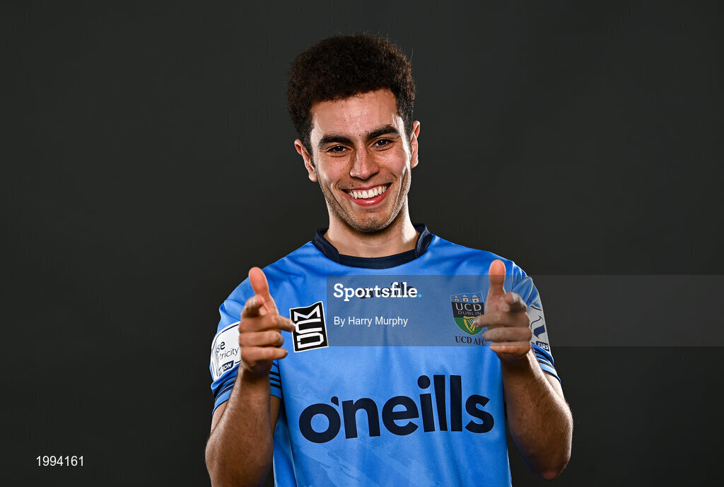 31 March 2021; Evan Osam during a UCD AFC portrait session at UCD Belfield in Dublin. Photo by Harry Murphy/Sportsfile
