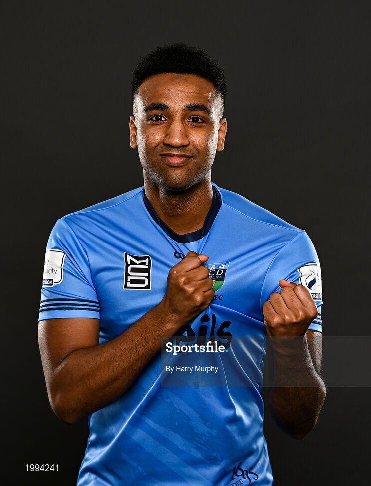 31 March 2021; Abdul Babiker during a UCD AFC portrait session at UCD Belfield in Dublin. Photo by Harry Murphy/Sportsfile