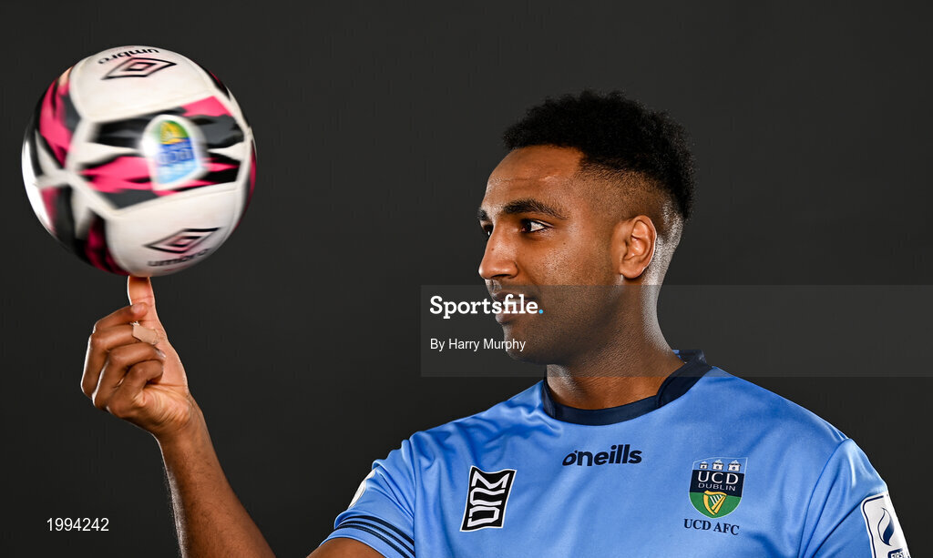 31 March 2021; Abdul Babiker during a UCD AFC portrait session at UCD Belfield in Dublin. Photo by Harry Murphy/Sportsfile