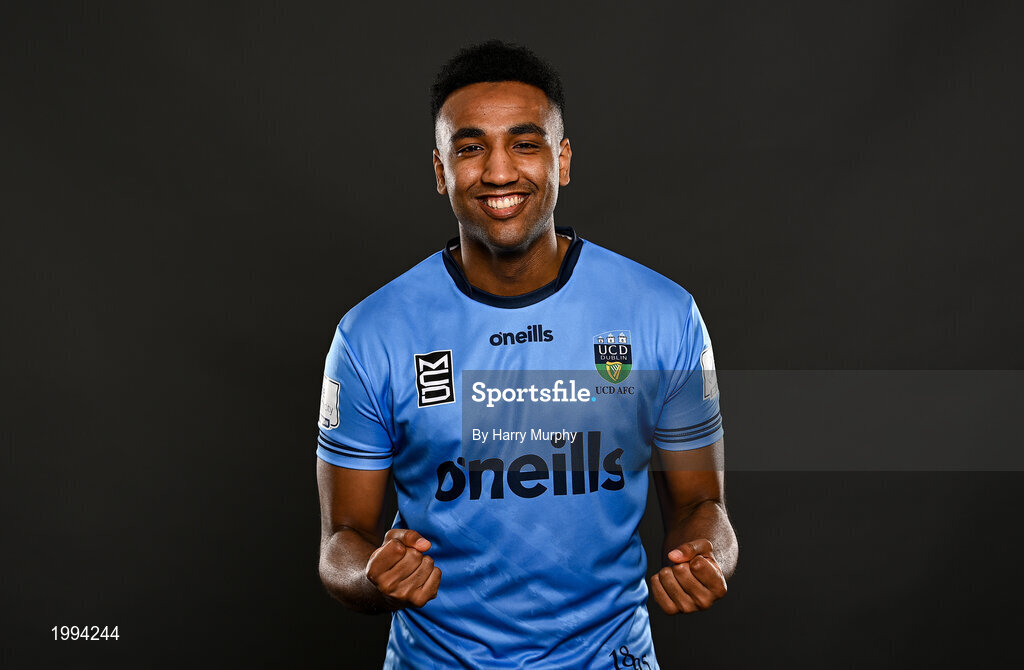 31 March 2021; Abdul Babiker during a UCD AFC portrait session at UCD Belfield in Dublin. Photo by Harry Murphy/Sportsfile