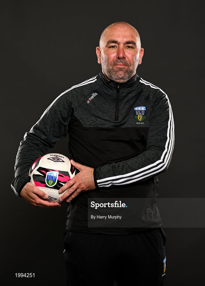 31 March 2021; Manager Andy Myler during a UCD AFC portrait session at UCD Belfield in Dublin. Photo by Harry Murphy/Sportsfile