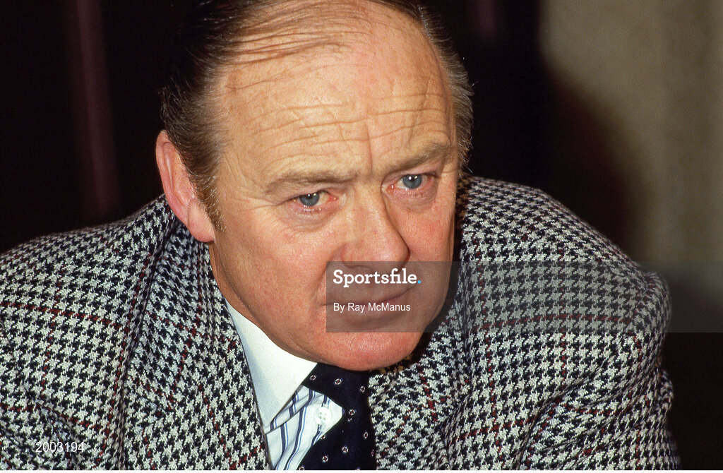 14 February 1986; Barry McGuigan manager Barney Eastwood ahead of the WBA World Featherweight Title Fight between Barry McGuigan and Danilo Cabrera at the RDS in Dublin. Photo by Ray McManus/Sportsfile