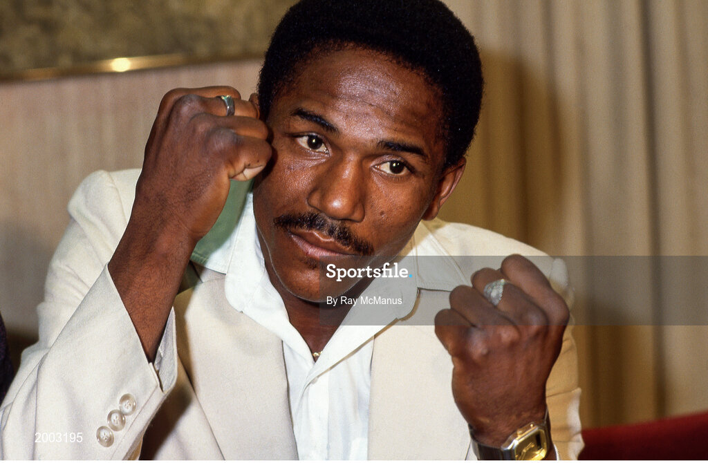 14 February 1986; Danilo Cabrera at a press conference before the WBA World Featherweight Title Fight between Barry McGuigan and Danilo Cabrera at the RDS in Dublin. Photo by Ray McManus/Sportsfile