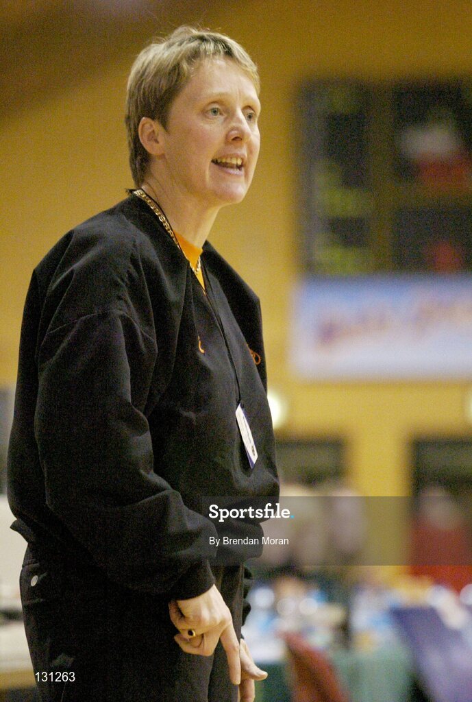30 January 2004; Maeve Coleman, Dart Killester head coach. ESB National Cup 2004, Senior Women's Semi-Final, University of Limerick v Dart Killester, The ESB Arena, Tallaght, Dublin. Picture credit; Brendan Moran / SPORTSFILE *EDI*