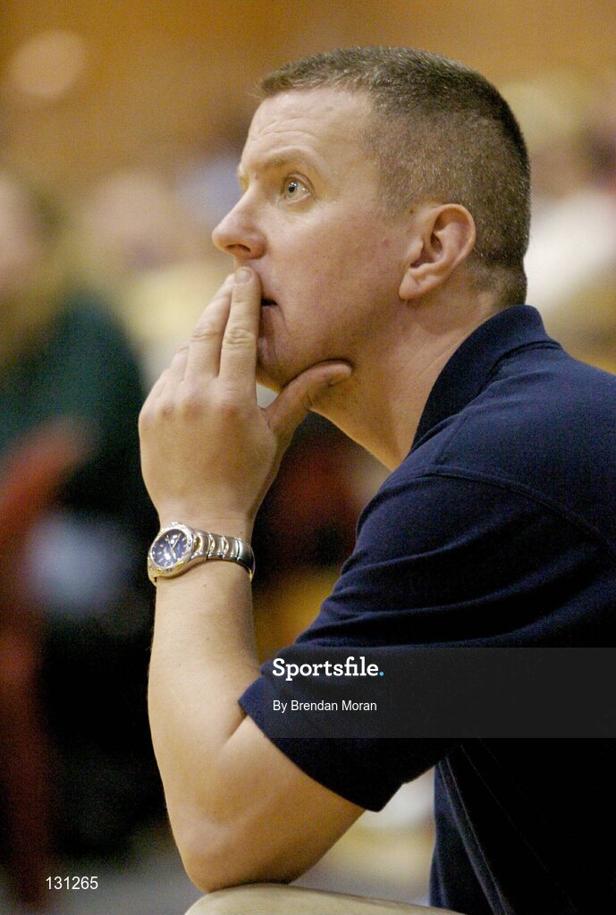 30 January 2004; Tony Hehir, University of Limerick head coach. ESB National Cup 2004, Senior Women's Semi-Final, University of Limerick v Dart Killester, The ESB Arena, Tallaght, Dublin. Picture credit; Brendan Moran / SPORTSFILE *EDI*
