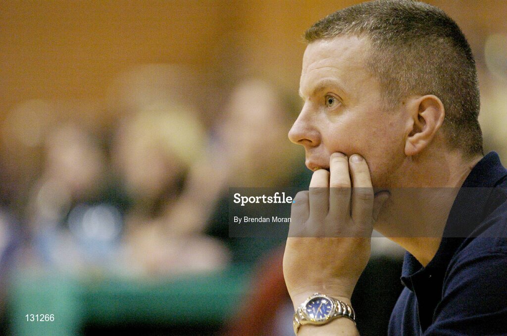 30 January 2004; Tony Hehir, University of Limerick head coach. ESB National Cup 2004, Senior Women's Semi-Final, University of Limerick v Dart Killester, The ESB Arena, Tallaght, Dublin. Picture credit; Brendan Moran / SPORTSFILE *EDI*