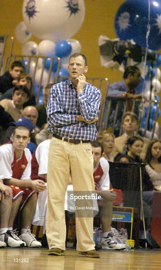 31 January 2004; Pat Price, Coach, Mardyke UCC Demons. ESB National Cup 2004, Senior Men's Semi-Final, Mardyke UCC Demons v Team Monk, Ballina, The ESB Arena, Tallaght, Dublin. Picture credit; David Maher / SPORTSFILE *EDI*