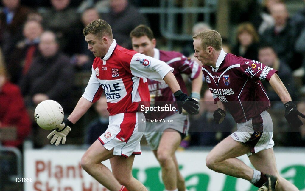 4 January 2004; Colin McGuinness, Louth, in action against Tom Stuart Trainor, Westmeath. O'Byrne Cup, Westmeath v Louth, Cusack Park, Mullingar, Co. Westmeath. Picture credit; Ray McManus / SPORTSFILE *EDI*