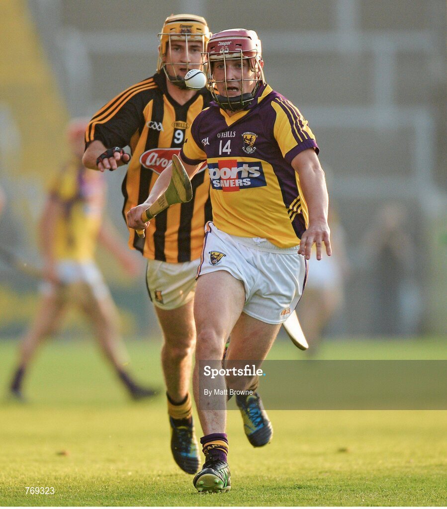 10 July 2013; Barry Carton, Wexford, in action against Ollie Walsh, Kilkenny. Bord Gáis Energy Leinster GAA Hurling Under 21 Championship Final, Kilkenny v Wexford, Wexford Park, Wexford. Picture credit: Matt Browne / SPORTSFILE