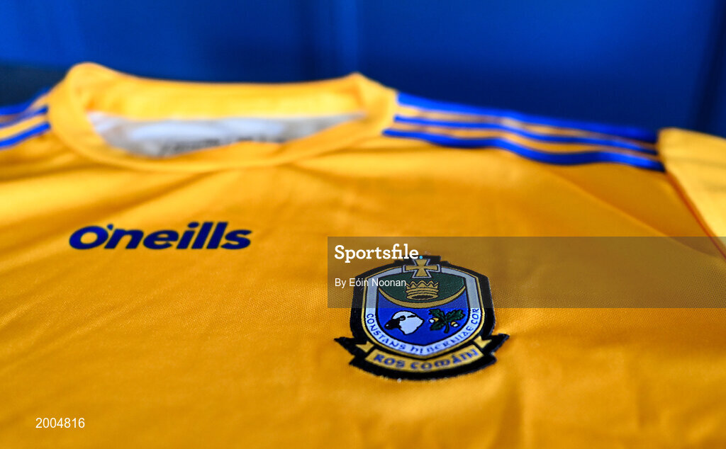 2 May 2021; A detailed view of the Roscommon jersey before a Roscommon football squad portrait session at Dr Hyde Park in Roscommon. Photo by Eóin Noonan/Sportsfile