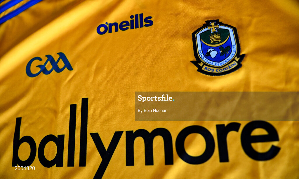 2 May 2021; A detailed view of the Roscommon jersey before a Roscommon football squad portrait session at Dr Hyde Park in Roscommon. Photo by Eóin Noonan/Sportsfile