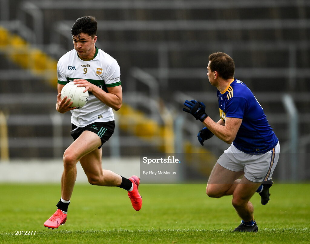 22 May 2021; Conal Kennedy of Tipperary in action against Niall Donnolly of Wicklow during the Allianz Football League Division 3 South Round 2 match between Tipperary and Wicklow at Semple Stadium in Thurles, Tipperary. Photo by Ray McManus/Sportsfile